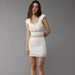 American Eagle Crochet White Mini Dress Pool Cover-up